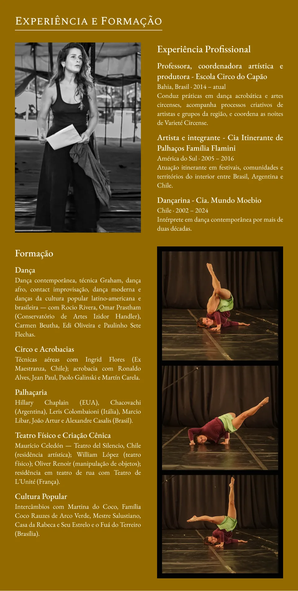 Galeria do projeto Josefina Silva Escobar — Dançarina, Artista Circense e Pesquisadora do Movimento