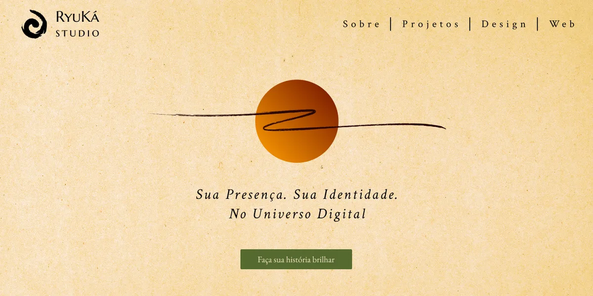 A segunda versão: papel, um sol em pincelada e “Sua presença. Sua identidade. No universo digital.”